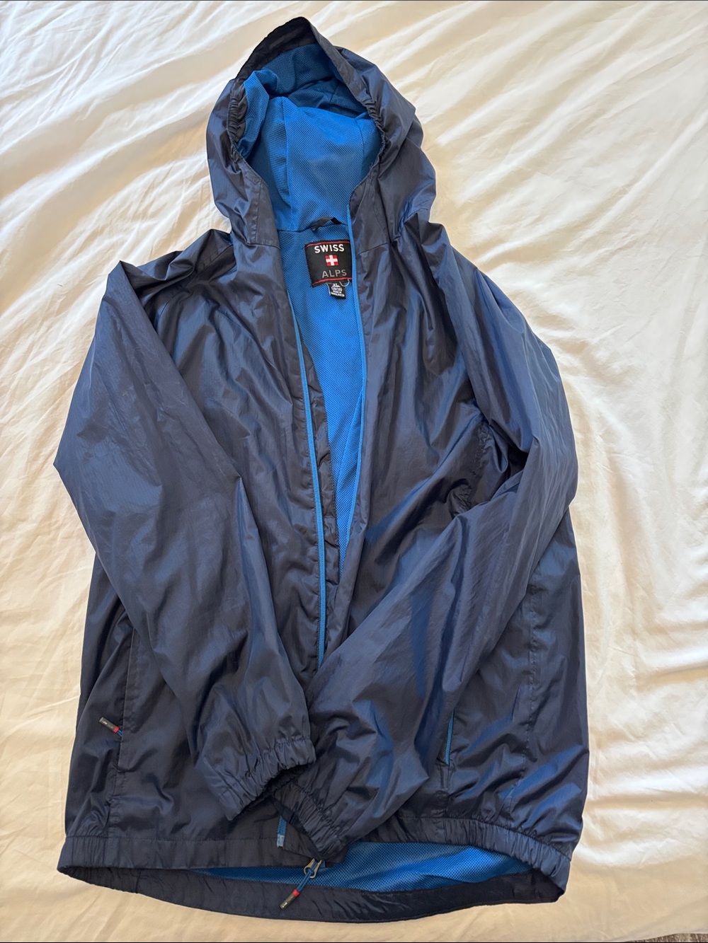 Navy Hooded Rain Jacket with Blue Mesh Lining - Swiss Alps (XL Boy)